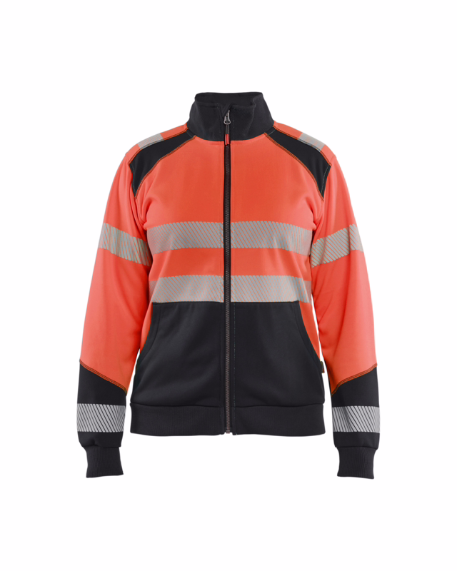 Sweatshirt Dame Hi-vis m/lyn 3508 Rød/sort, str. 3XL