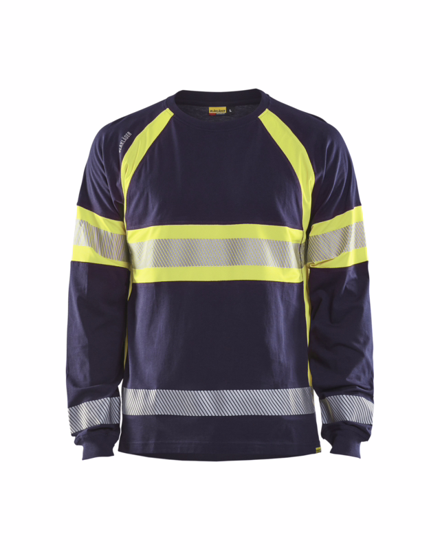 T-shirt L/Æ Hi-vis 3510 marineblå/gul, str. 4XL