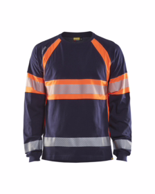 Blåkläder - T-shirt L/Æ Hi-vis 3510 marineblå/orange