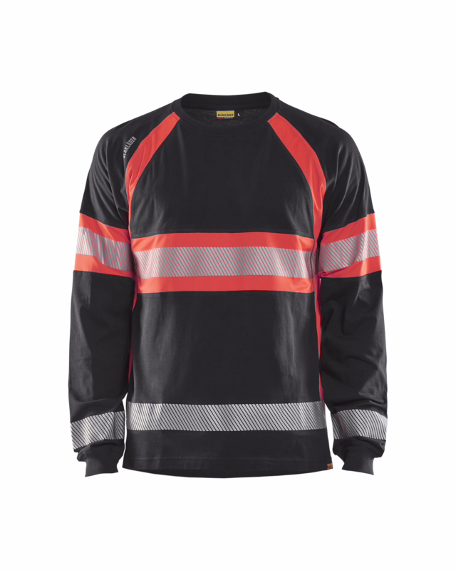 T-shirt L/Æ Hi-vis 3510 sort/rød, str. 2XL