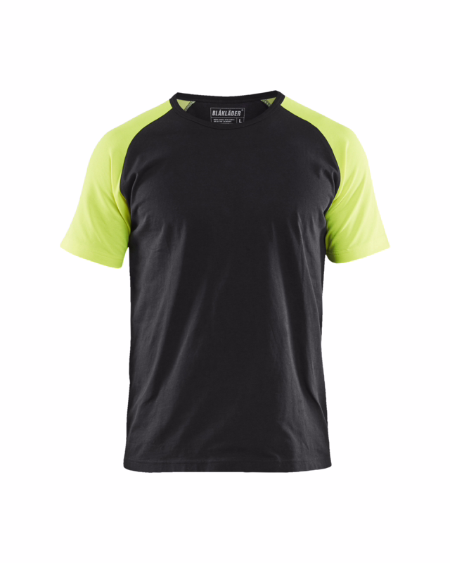T-shirt 3515 sort/gul, str. 6XL