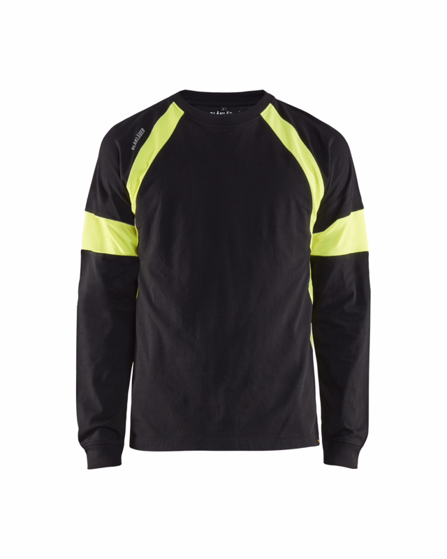 T-shirt L/Æ 3520 sort/gul, str. 7XL
