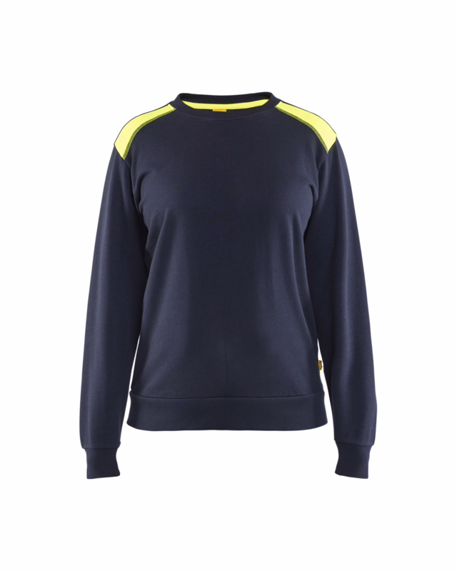 Sweatshirt Dame 3408 Hi-vis Mørk Marineblå/gul, str. 2XL