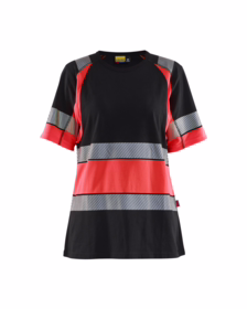 Blåkläder - T-shirt 3410 Dame Hi-vis Sort/Rød