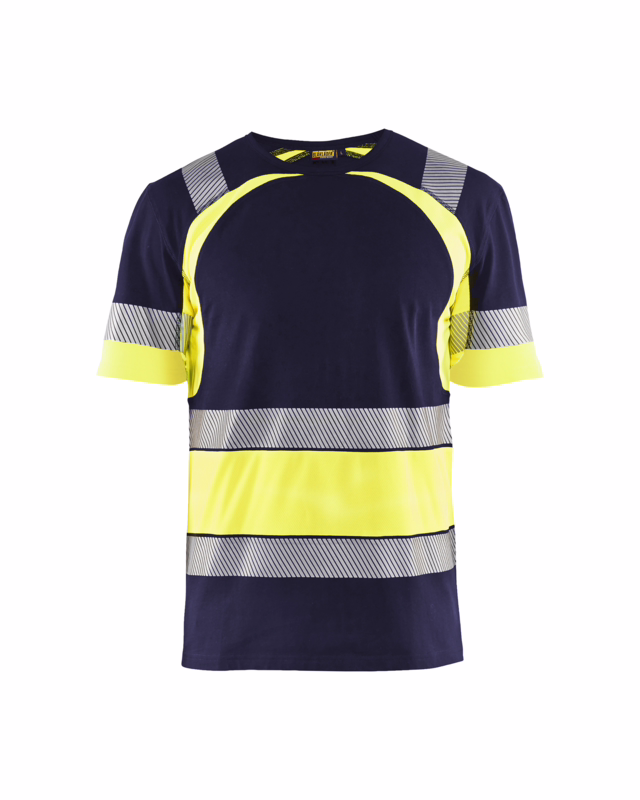 T-shirt Hi-vis 3421 marineblå/gul, str. S