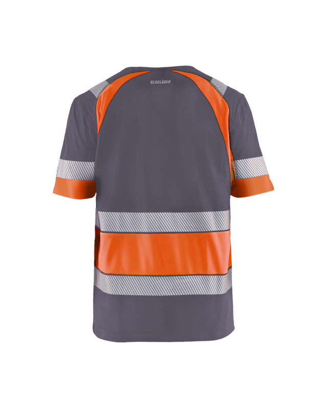 T-shirt Hi-vis 3421 mellemgrå/orange, str. 2XL