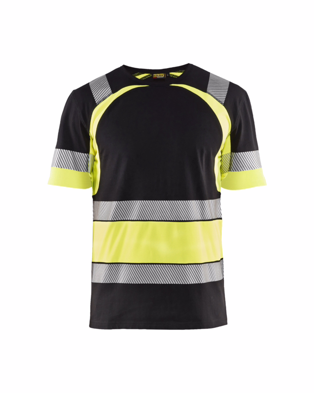 T-shirt Hi-vis 3421 sort/gul, str. 3XL