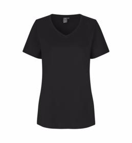 ID Identity - T-shirt V-hals 0373 Dame Sort