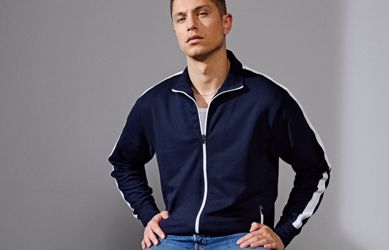 Cardigan 0626 m/ kontraststrib Navy Str. XL
