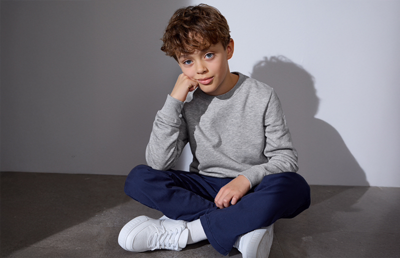 Sweatshirt 40634 Børn Grå melange, str. 12/14