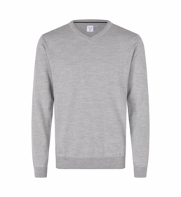 Seven Seas - Pullover S670 V-hals Lys grå melange