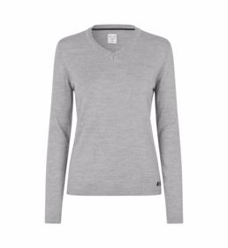 Seven Seas - Pullover Dame S671 V-hals Lys grå melange