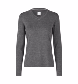 Seven Seas - Pullover Dame S671 V-hals Mørk grå melange