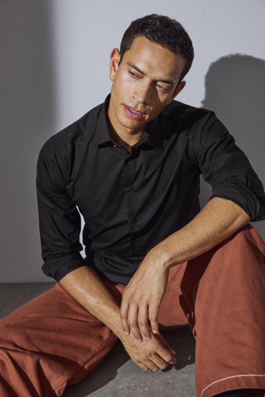 Skjorte L/S Poplin SS40 Slim Fit Sort, Str. L