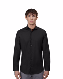 Seven Seas - Skjorte L/S Twill SS8 Mod. Fit Sort
