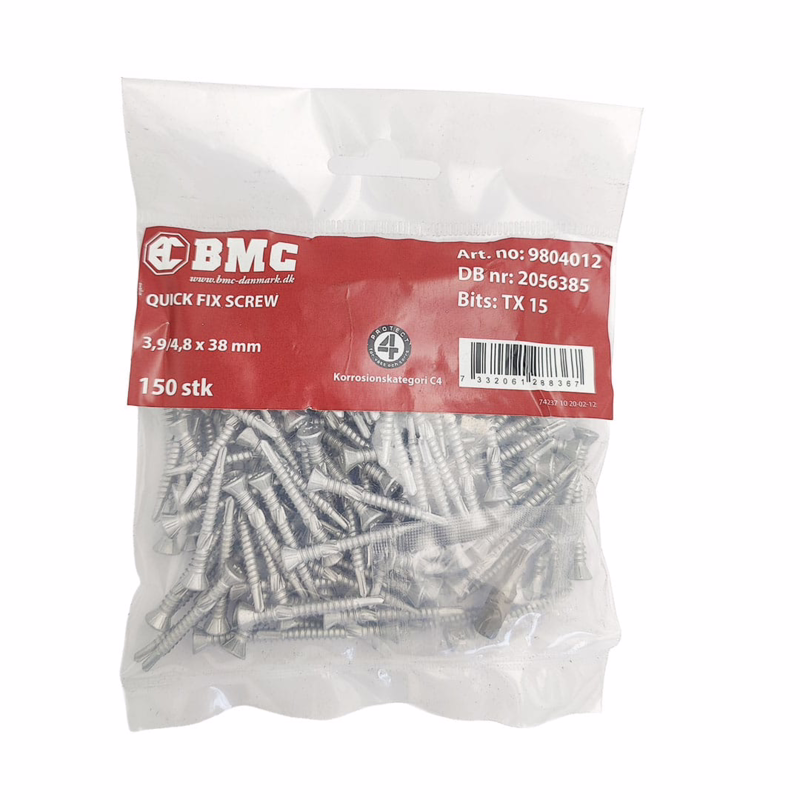 Facadeskrue Quick Fix TX15 3,9/4,8x38mm, pk á 150 stk