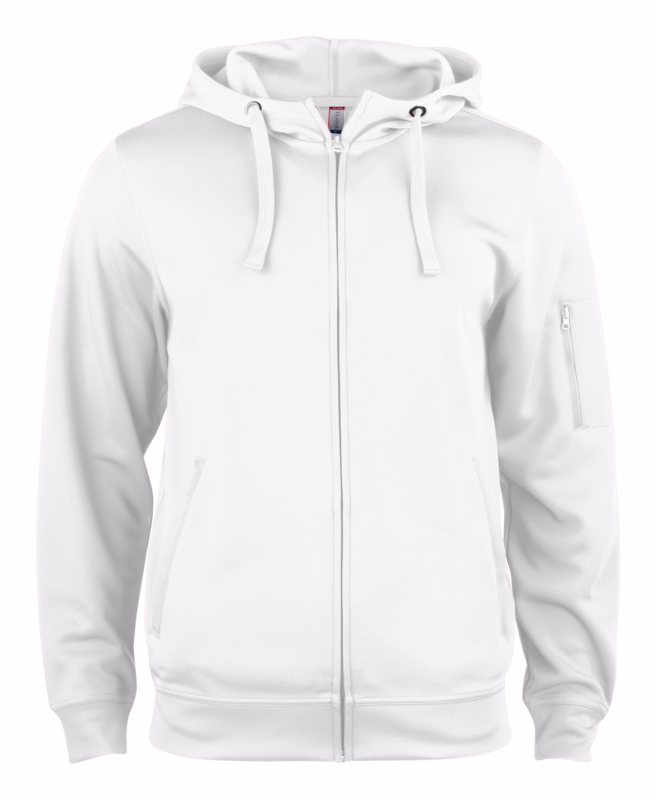 Hættetrøje m/lyn Basic 021014 Hvid, str. 4XL