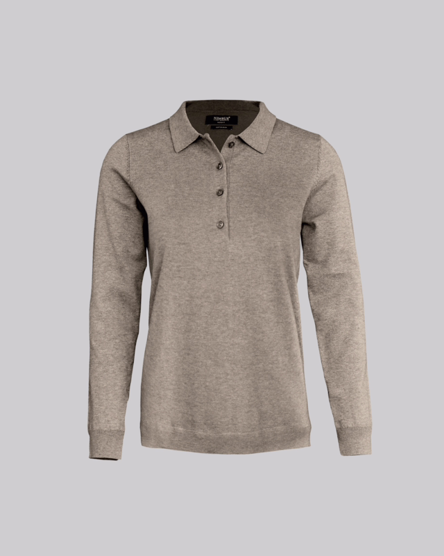 Striktrøje m/knap Dame L/Æ Brighton Sand, str. 2XL