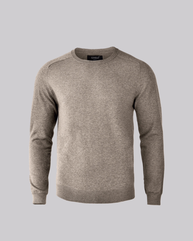 Striktrøje Brighton m/rund hals Sand, str. 3XL