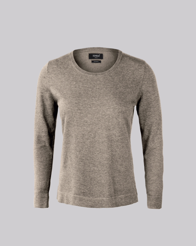Striktrøje Dame Brighton m/rund hals Sand, str. 2XL