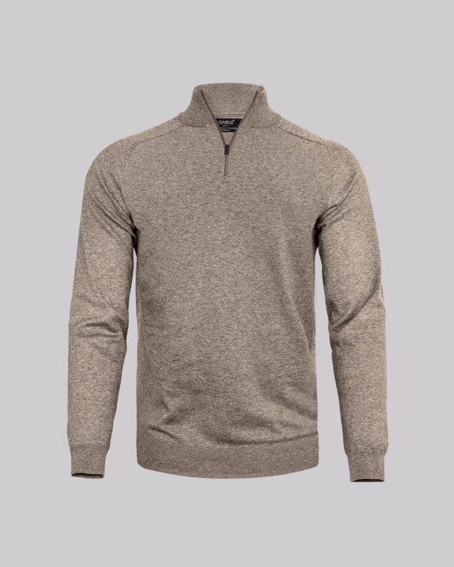 Striktrøje Brighton m/zip Sand, str. 2XL