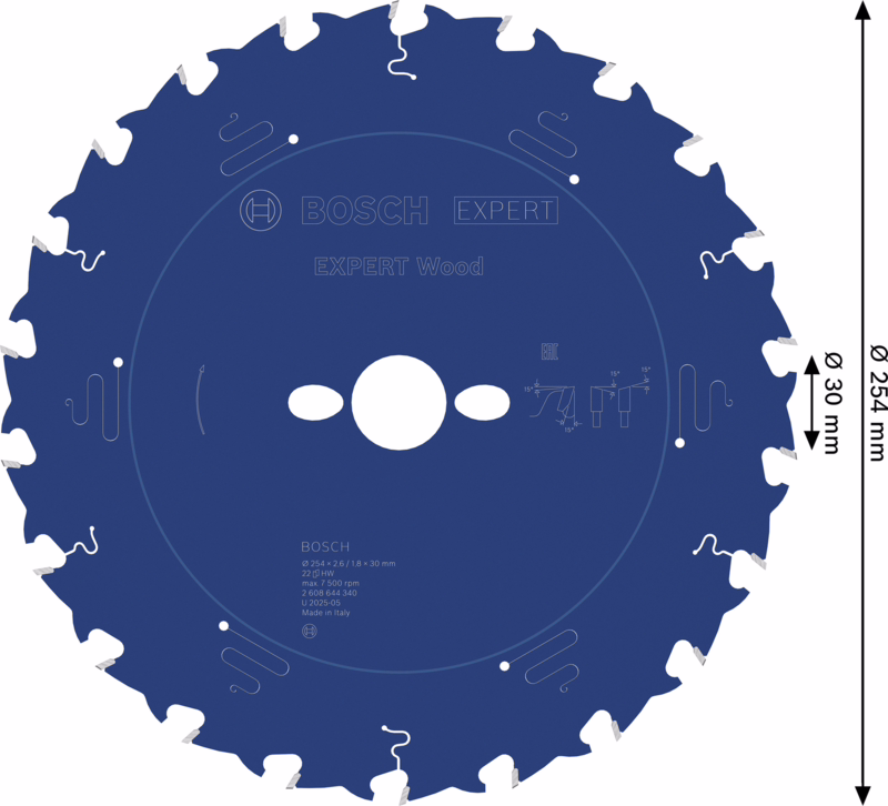Rundsavklinge Ø254x2,6x30mm, Z22W Træ Expert Wood