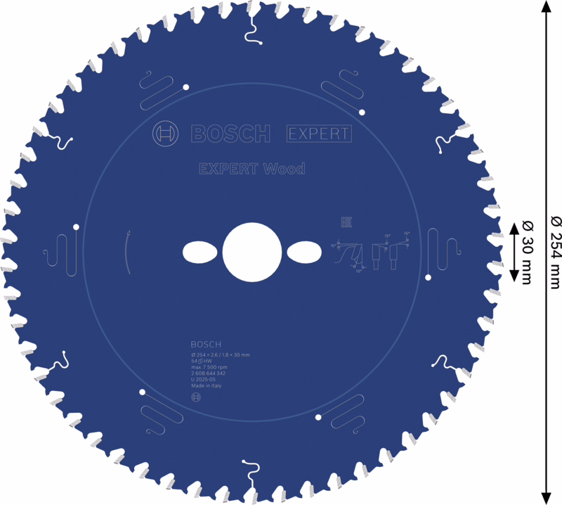 Rundsavklinge Ø254x2,6x30mm, Z54W Træ Expert Wood