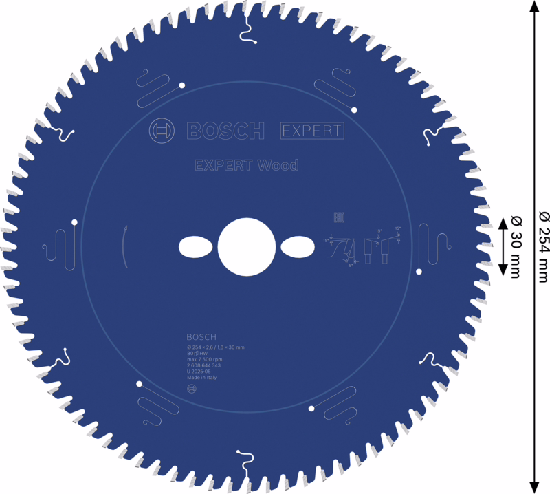 Rundsavklinge Ø254x2,6x30mm, Z80W Træ Expert Wood