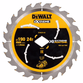 DeWALT - Rundsavklinge ø190x1,55mm m/diamanthul, Z24 træ