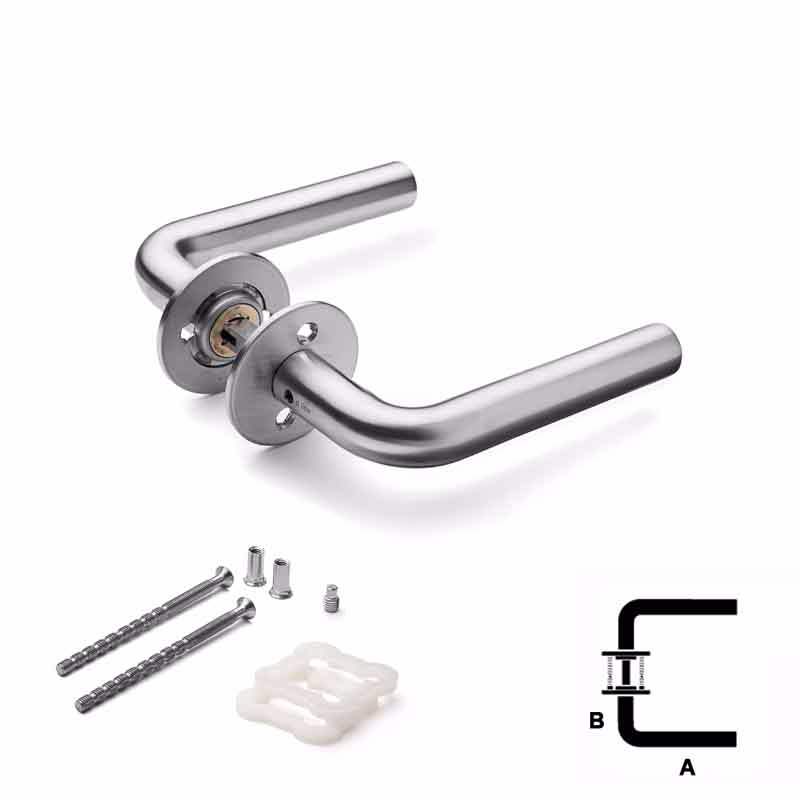 Dørgreb RS L-form Ø16 massiv cc30, 33-59