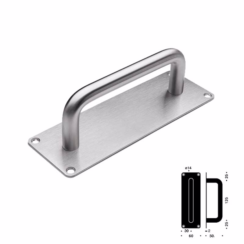 Dørhank RS lige Ø14x125mm på skilt 175x60x2mm