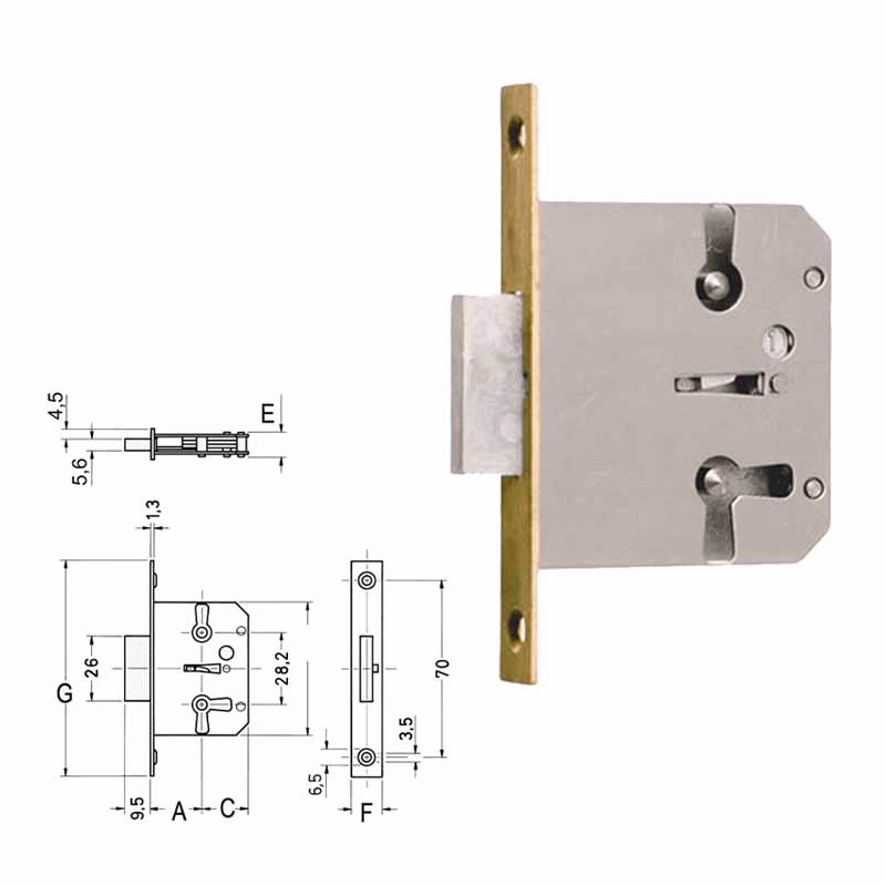 Møbellås mes 667 v/h 20 u/blik