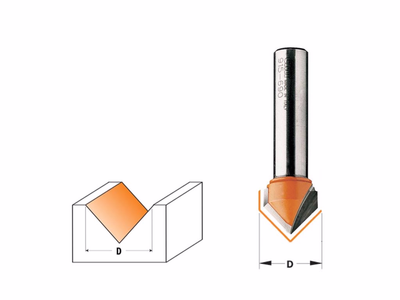V-notfræser HM Ø19mm 90° K12