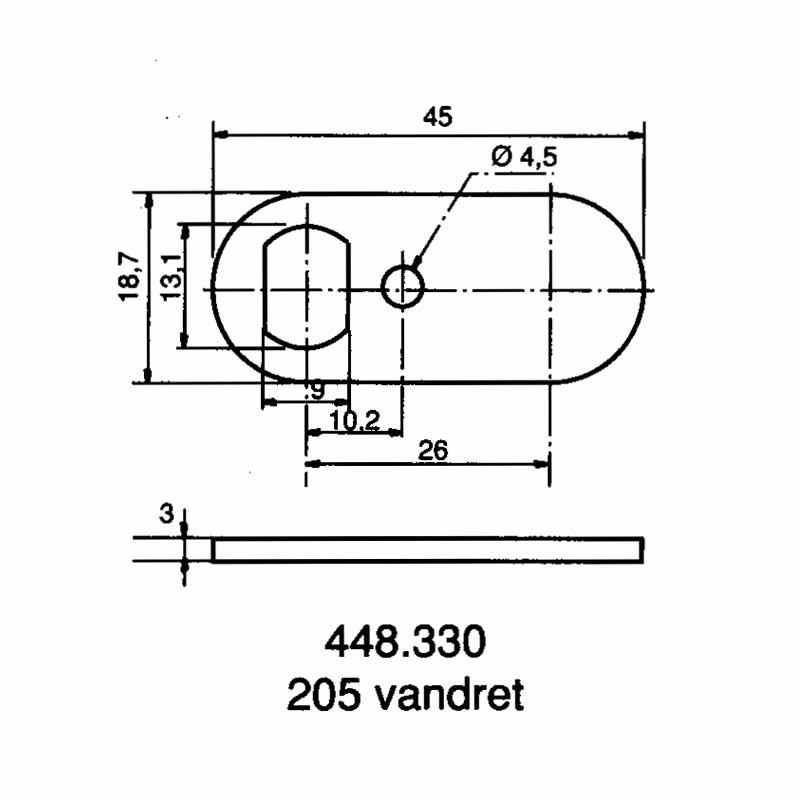 Kamstykke t/205 vandret