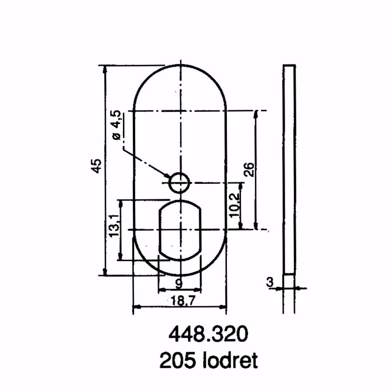 Kamstykke lodret