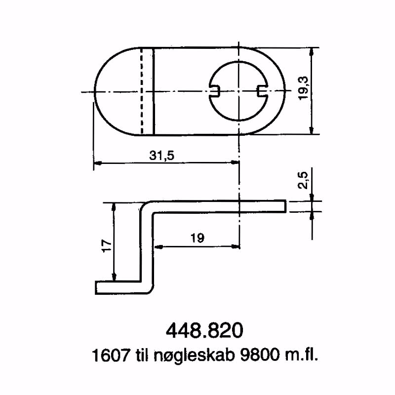 Kamstykke t/nøgleskab