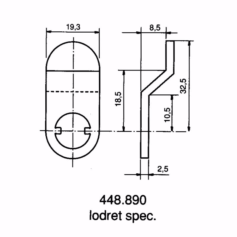 Kamstykke lodret