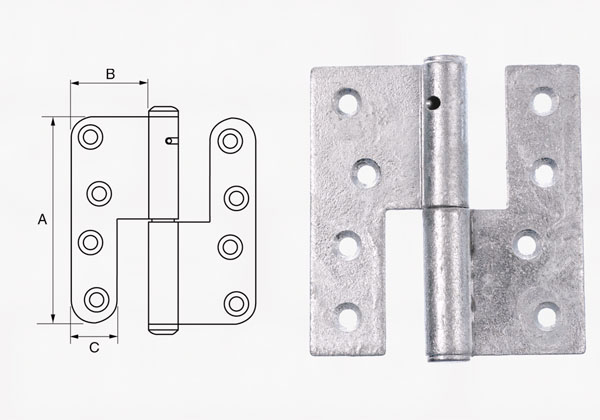 Dørhængsel fzv 70x32mm V firk.hj. s.t. 1002