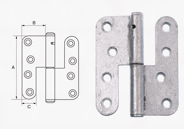 Dørhængsel fzv 70x33mm H Ø.hj. m.t. 11111