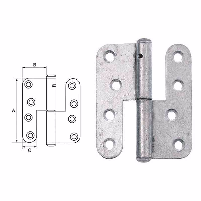 Dørhængsel fzv 123x45x4mm H Ø.hj. m.t. 11423