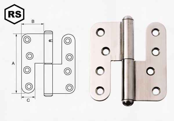 Dørhængsel rs 109x43mm V Ø.hj. t/indv.brug 11143