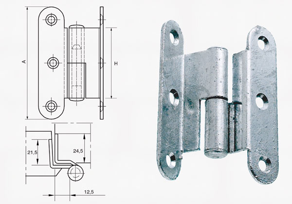 Dørhængsel fzv 96x22mm V Ø.hj. m.t. forkrøb. 11457