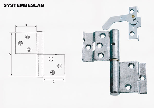 Vindueshængsel koblet fzv 90mm H m.t. 11717