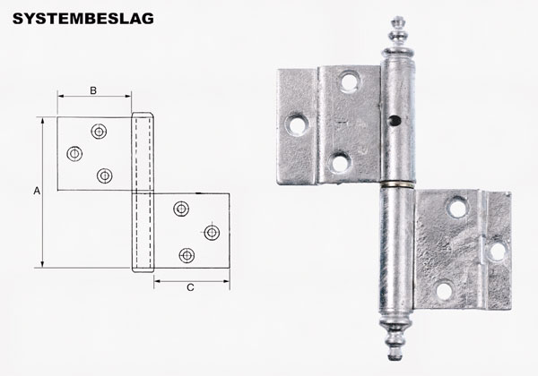 Vindueshængsel fzv 90mm H m.t. m/knop 11177