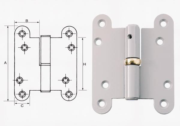 Dørhængsel grå sym 125x42mm V Ø.hj. s.t. 1157
