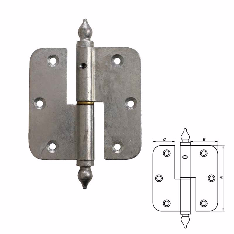 Dørhængsel fzv 85x35mm V Ø.hj. s.t. m/Osloknop 1147