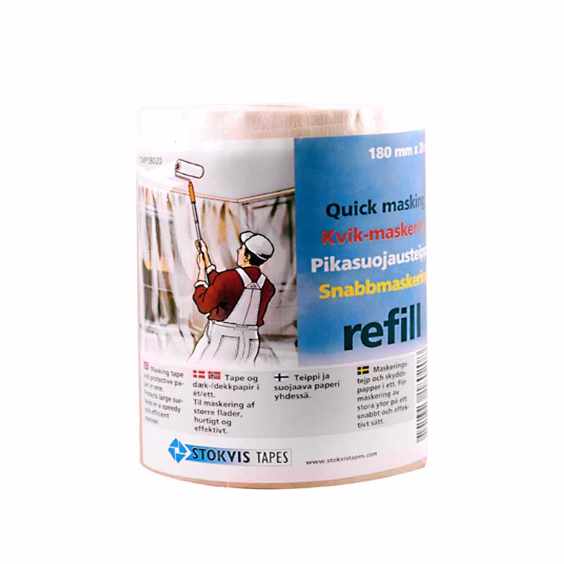 Afdækningspapir m/tape 180mm x 20m