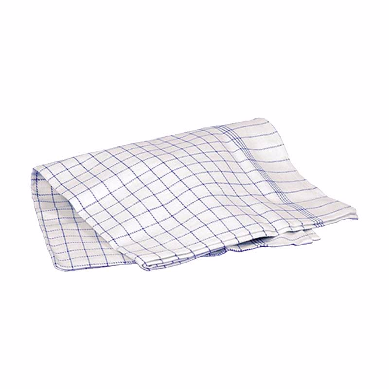 Viskestykker 10-pak Hvid m/ blå tern 50x100 cm