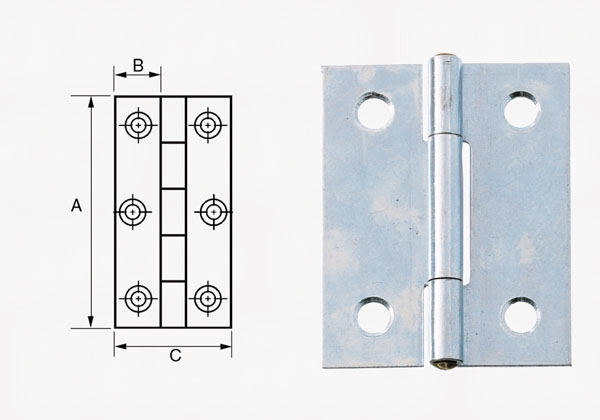 Kanthængsel fzb 30x22mm 1496