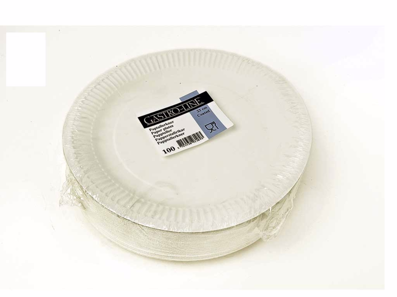Tallerken pap hvid Ø230mm, pk á 100 stk